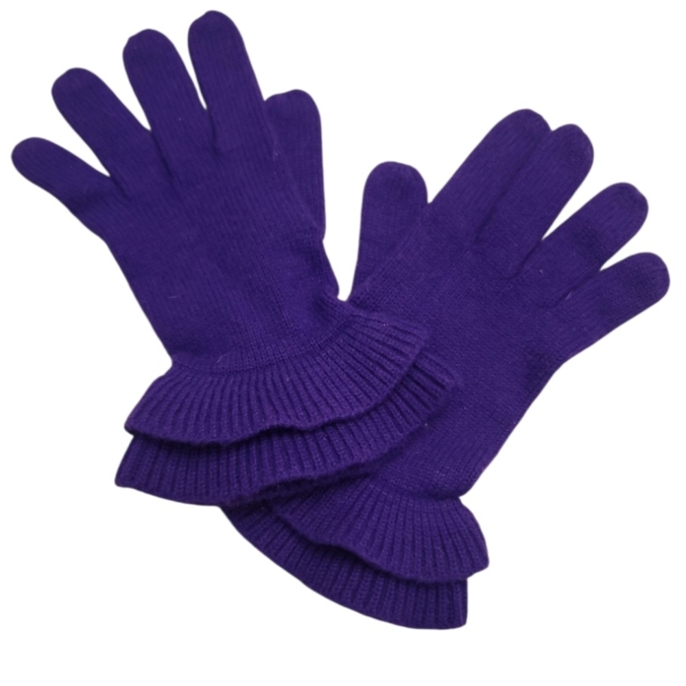 Talbots Vibrant Purple Knit Ruffled Gloves NWOT *free gift w/purchase* - Picture 4 of 7